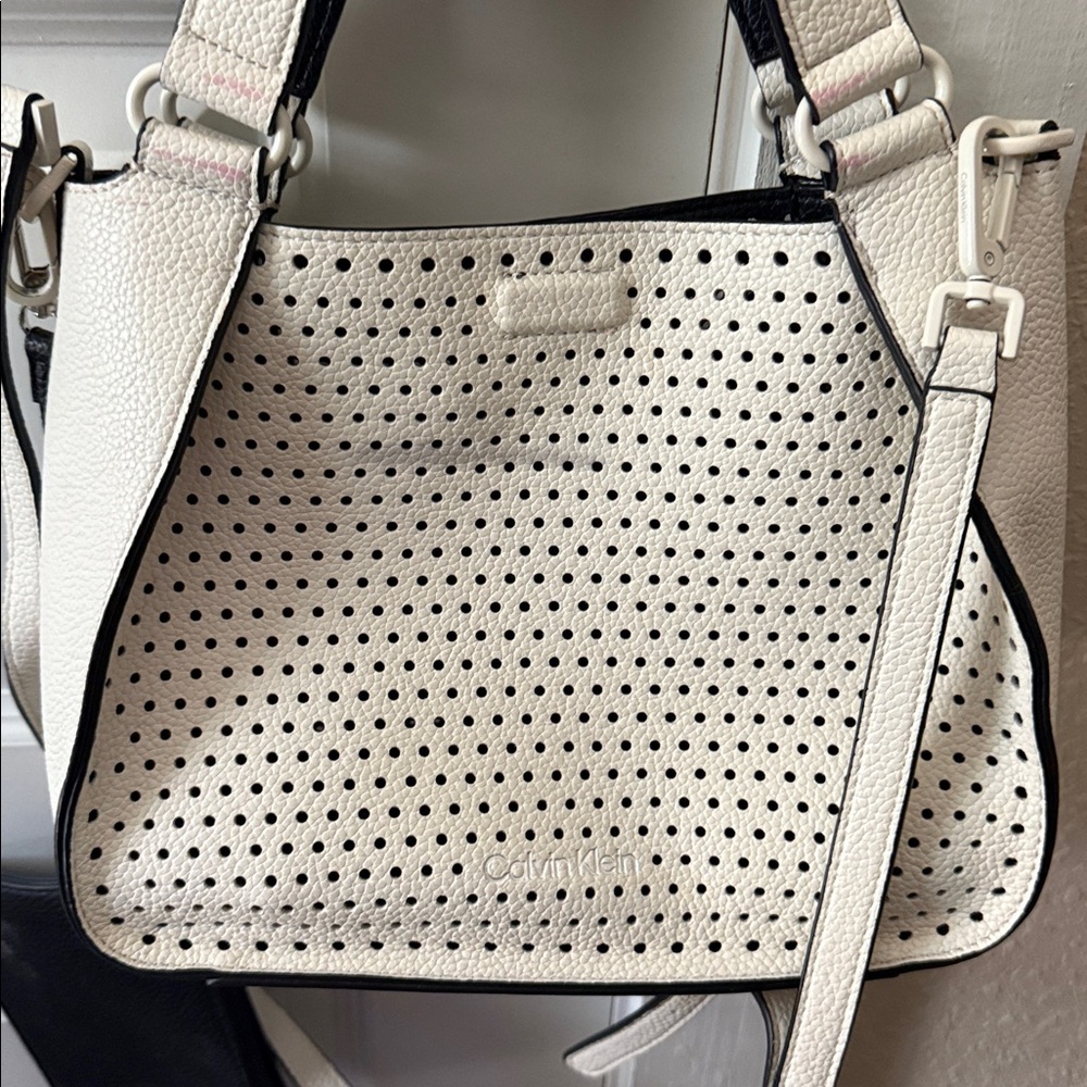 Calvin Klein Cream Perforated Handbag